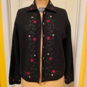 Black Wool, PXL, embroidered jacket